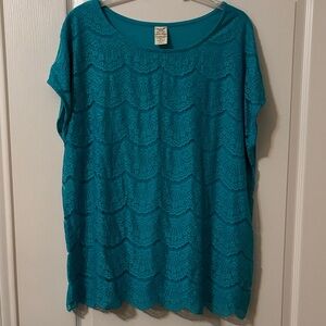 Faded Glory Turquoise Lace Blouse